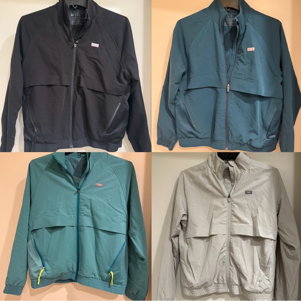 Figs Women's Windbreakers in Black, Teal, and Gray
